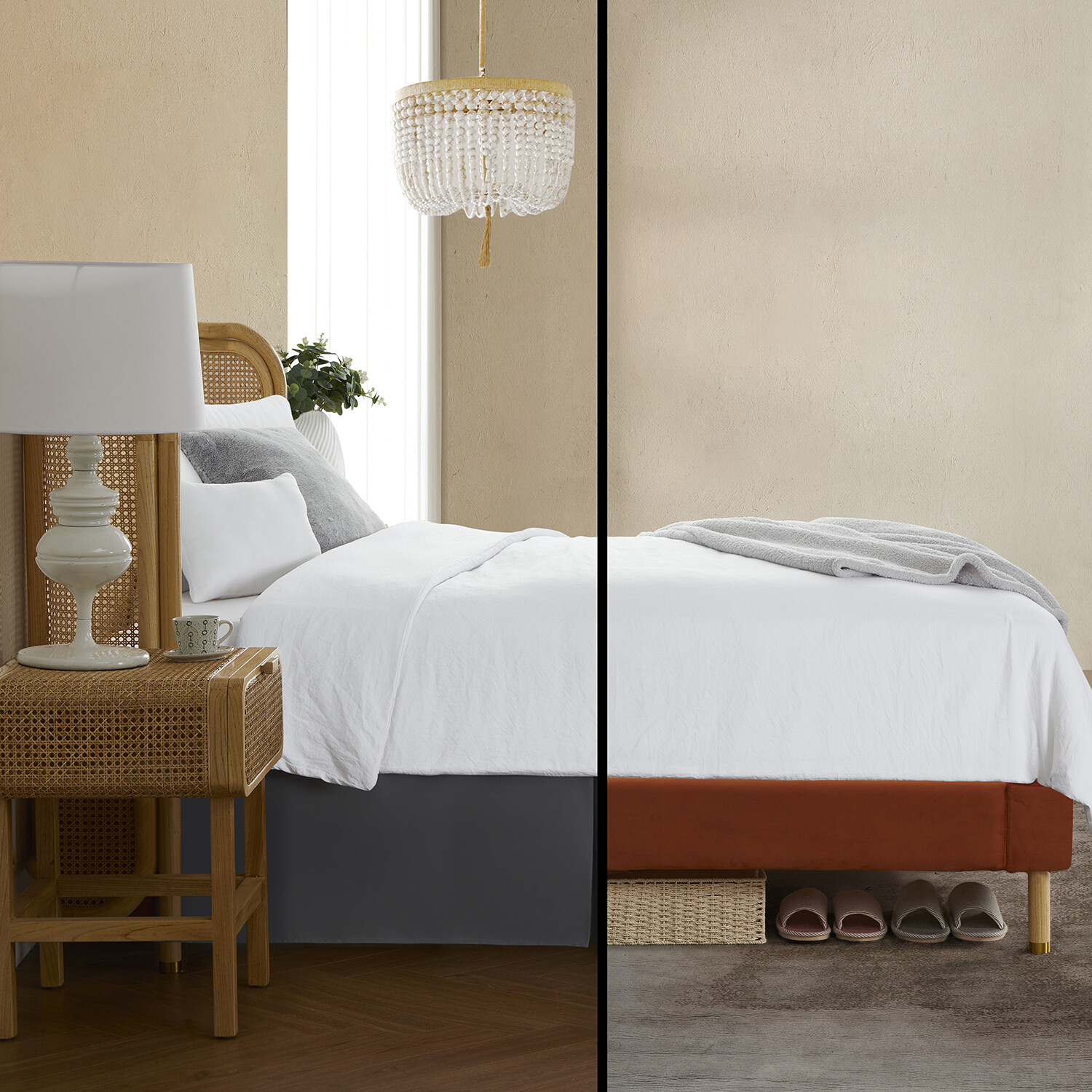 Luxury Bed Skirt by Nymbus Solid Microfiber Pleated 14" Drop Premium Dust Ruffle