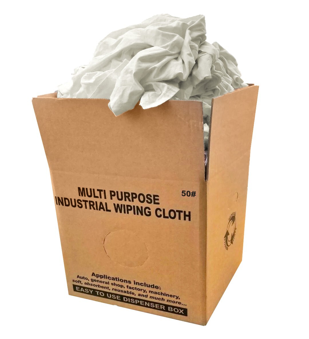 White Knit T-Shirt 100% Cotton Cleaning Rags 50 lbs. Box - Multipurpose Cleaning