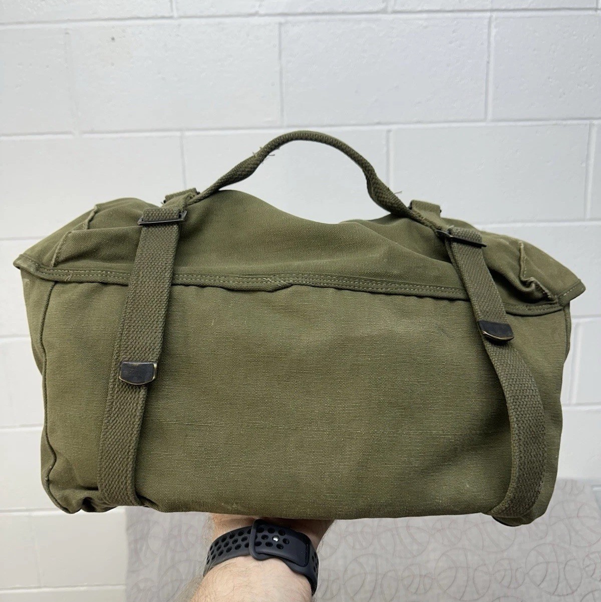 1951 US Army Field Pack Cargo M-1945 Military OD Green Cargo Bag NICE Lower Vtg