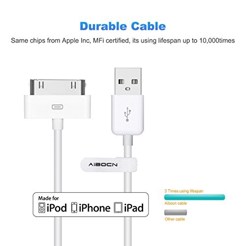 MFi Certified 30 Pin Sync and Charge Dock Cable for iPhone 4 FT Old Packaging