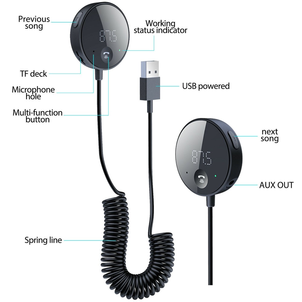 Bluetooth Car AUX Hi-Fi Stereo Audio Adapter Wireless Receiver FM Transmitter c