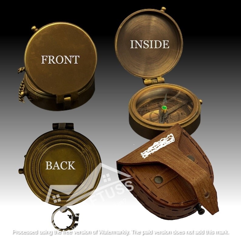 Personalized Nordic Compass - Viking Brass Compass - Engraved Pocket Compass.