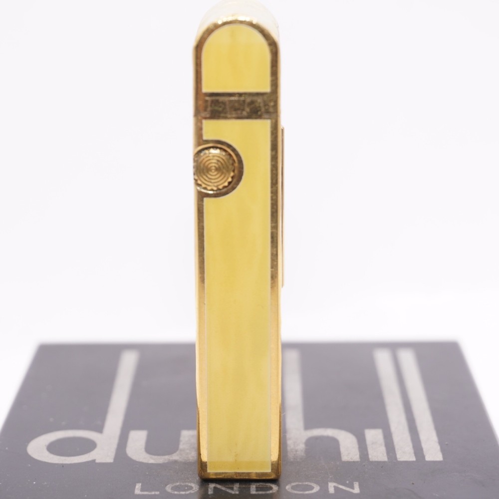 Dunhill Dome Lighter Gold plated with Yellow Lacquer_ Fully Working Condition