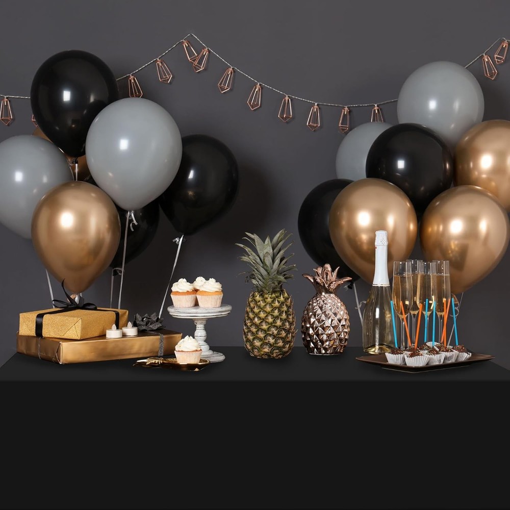 32 Pack Black Plastic Tablecloth Rectangle Tables Premium Decorative Black