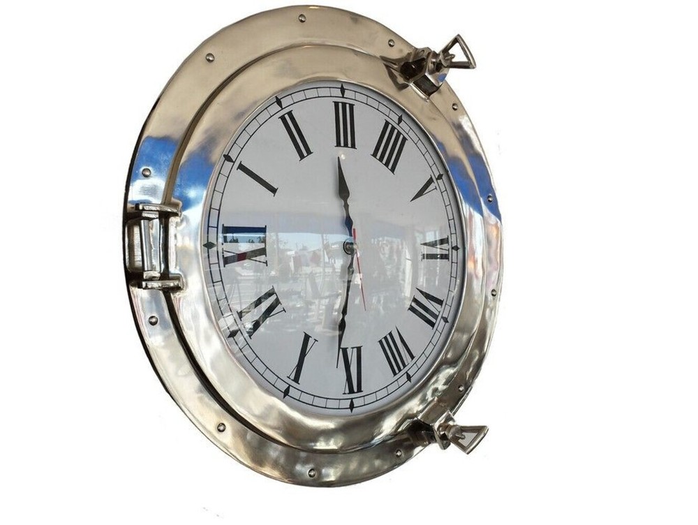 Chrome Decorative Ship Porthole Clock 20"