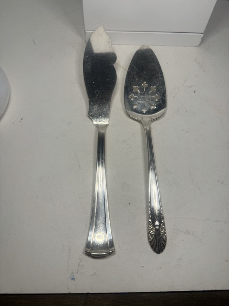 vintage two silver cake spoons