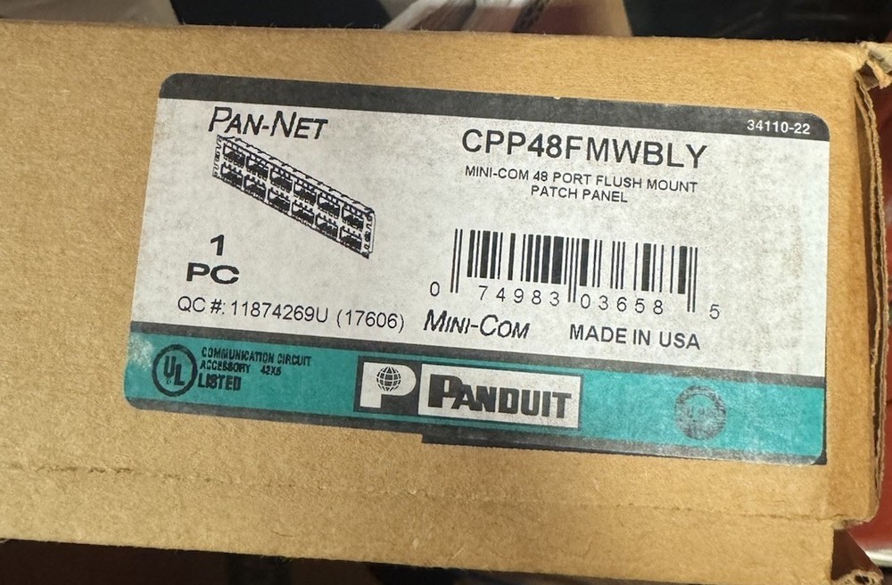 Panduit CPP48FMWBLY 48-Port Flat High-Density Patch Panel, 2U Black