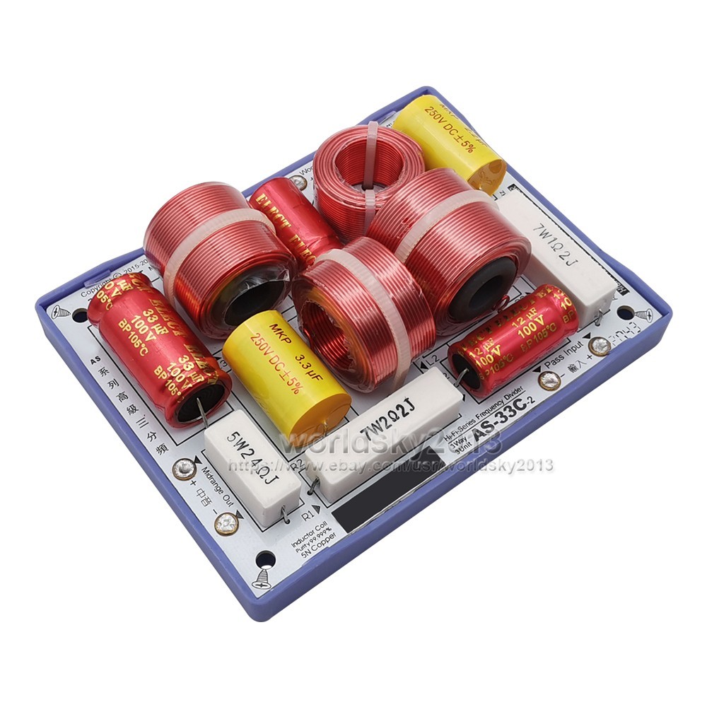 2x KASUN Passive 3 Way 160W Audio Crossover Speaker Frequency Divider Filter