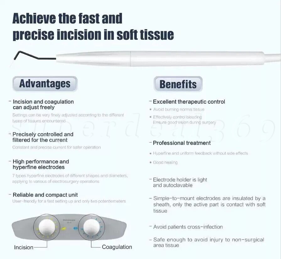Electrosurgery Dental Cutting Unit with 7 Electrodes Tips