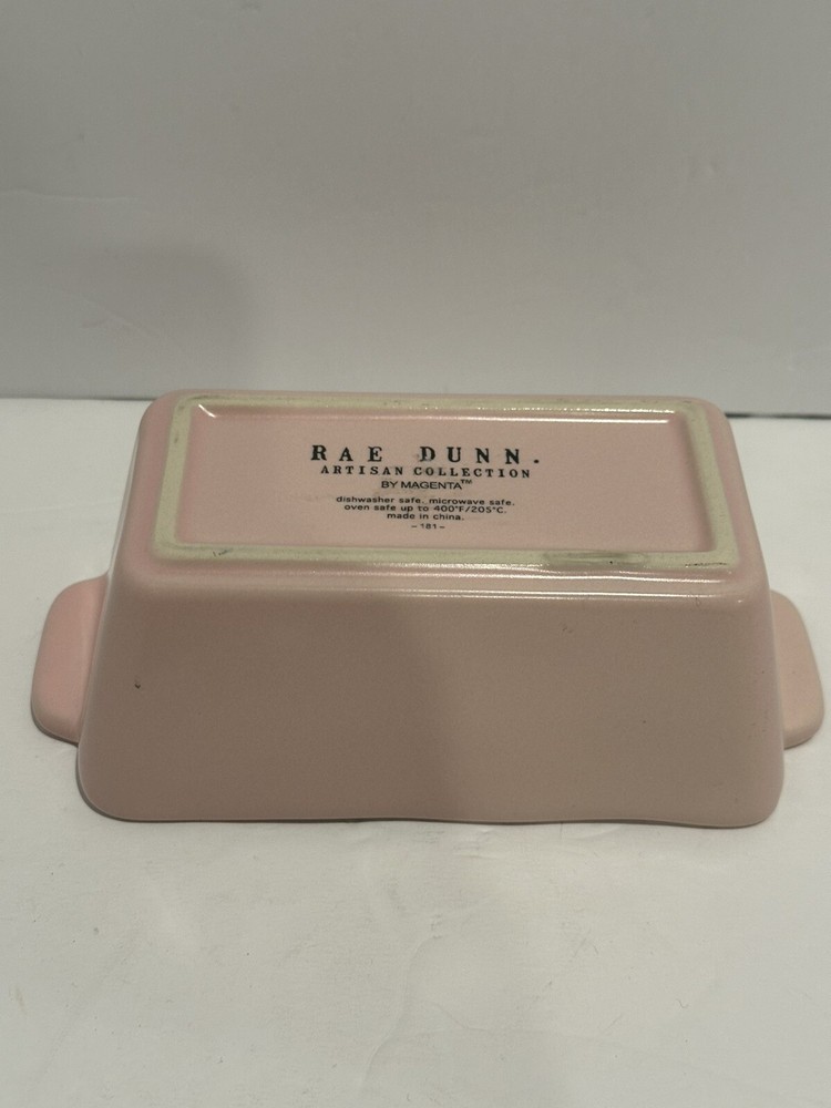 Rae Dunn BAKE Mini Pink Ceramic Loaf Pan Baking Dish