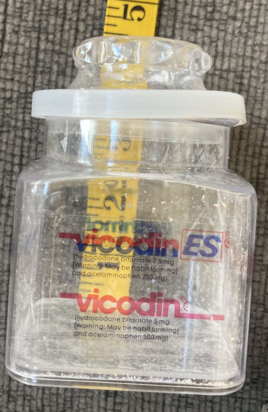 RARE '80s Vintage VICODIN Rythmal Zostrix Isoptin Plastic Jar Drug Promo 4 Inche
