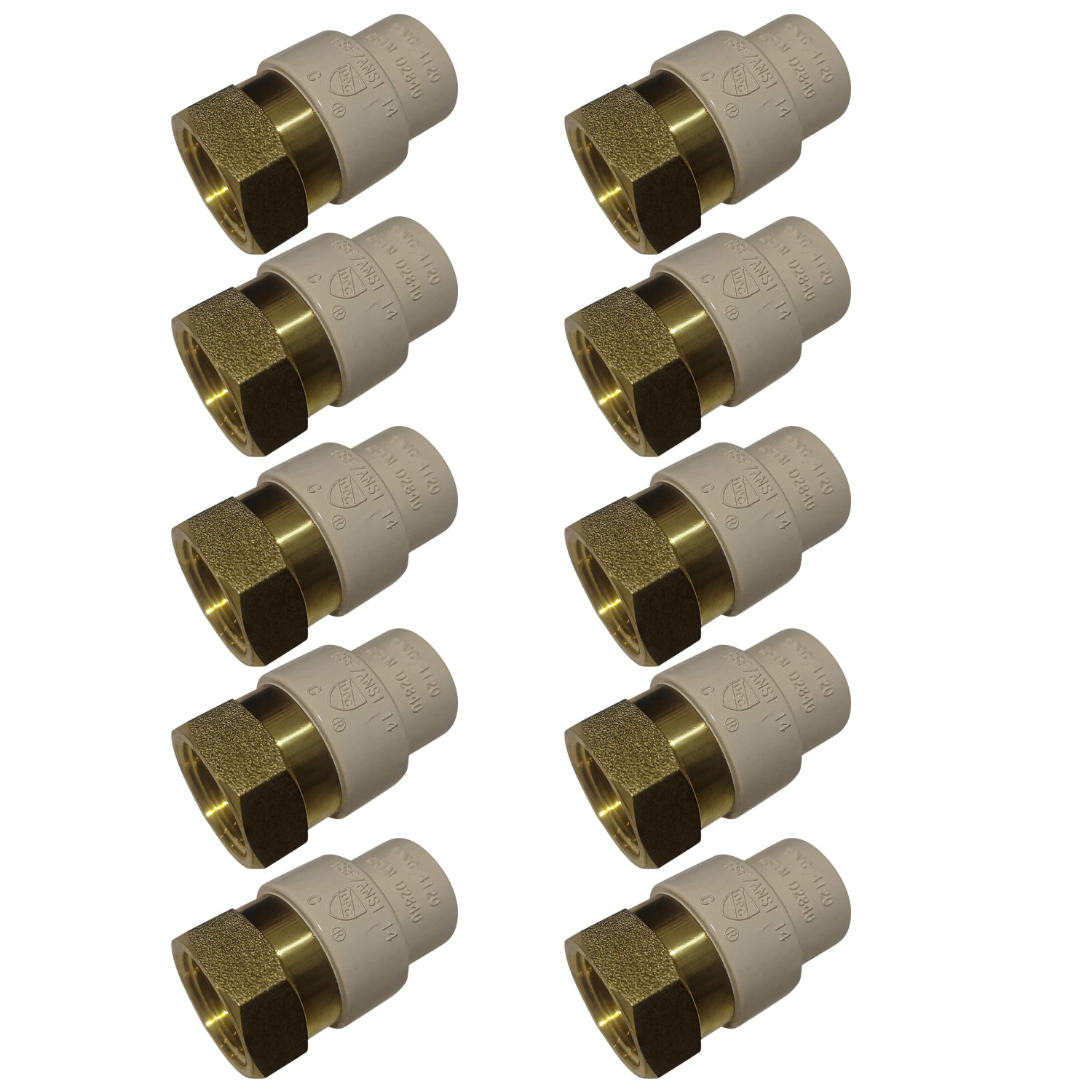 10 Pack XFITTING 1/2" Female NPT x 1/2" CPVC Adapter, CPVC Female Adapter