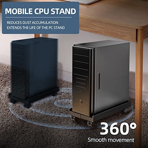 Adjustable Computer Tower Stand, PC Stand Mobile CPU Stand with 4 black