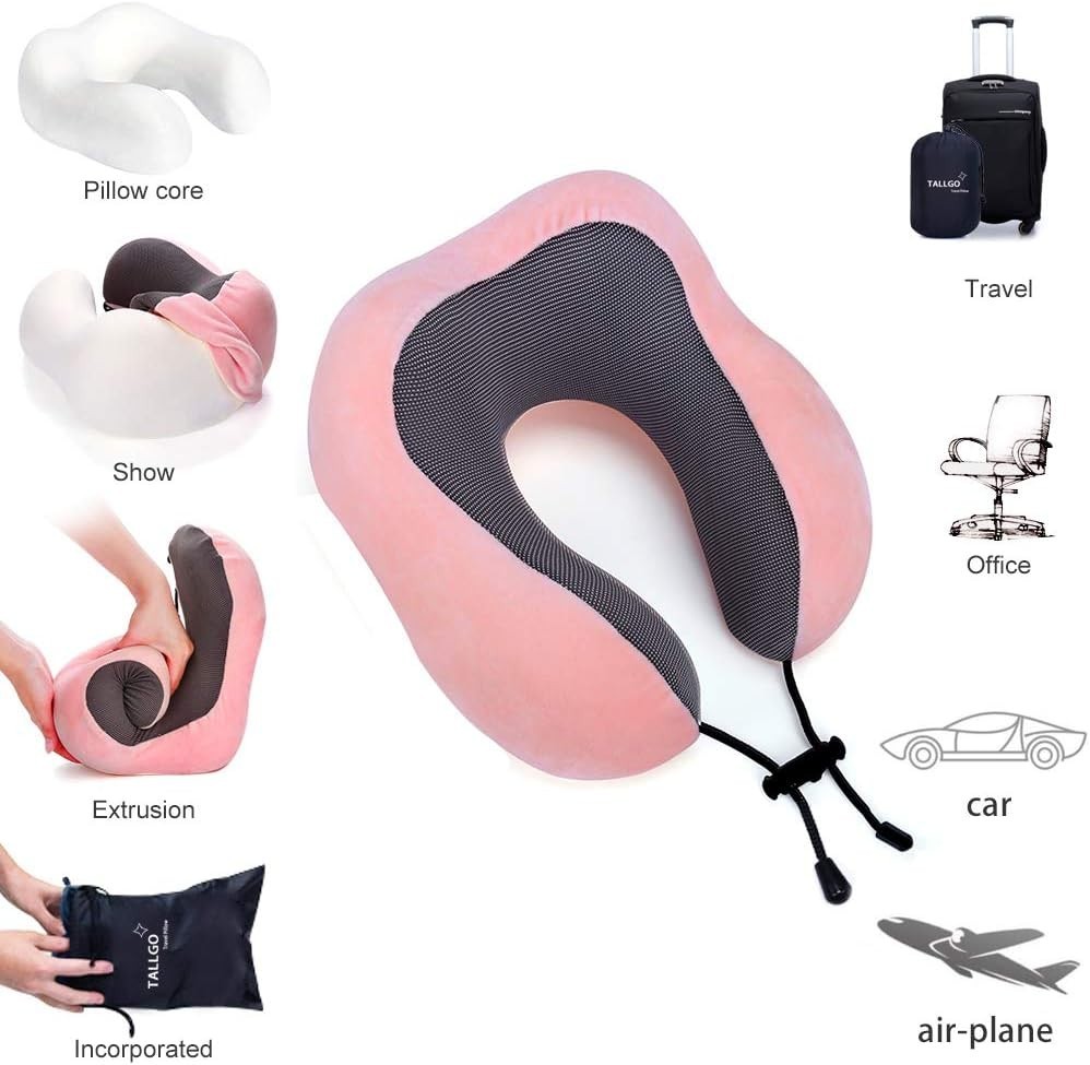 Ergonomic Memory Foam Travel Pillow - Adjustable Neck Support for Comfort
