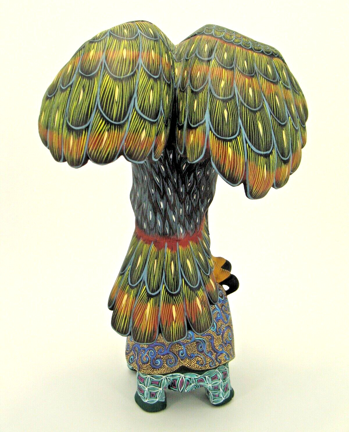 Oaxacan Wood Carving by Raul Ibanez "Owl on top of Tortoise" Mexican Folk Art