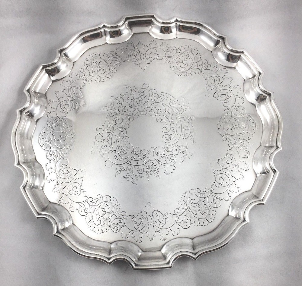 Barker Ellis Silverplate ServingTray Round 9 3/4"