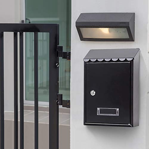 Mailboxes Wall Mount with Key Lock – Small Metal Mailboxes Horizontal, Black