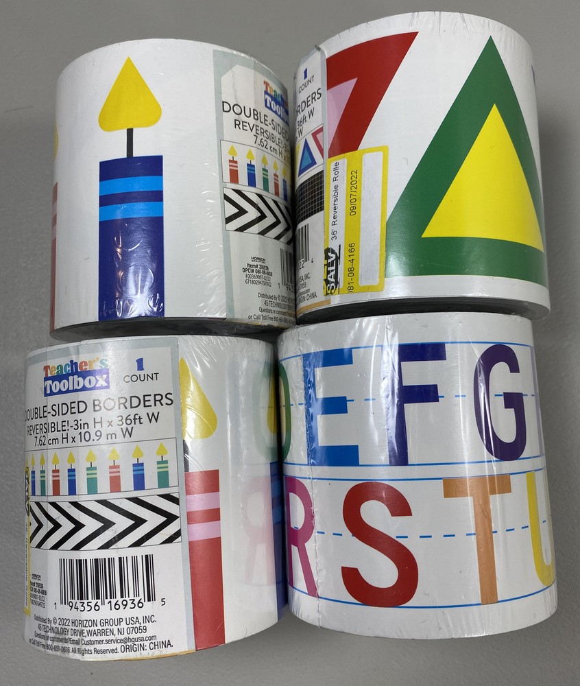 Teachers Toolbox DOUBLE-SIDED BORDERS REVERSIBLE! Candle, ABC, Triangle Shapes