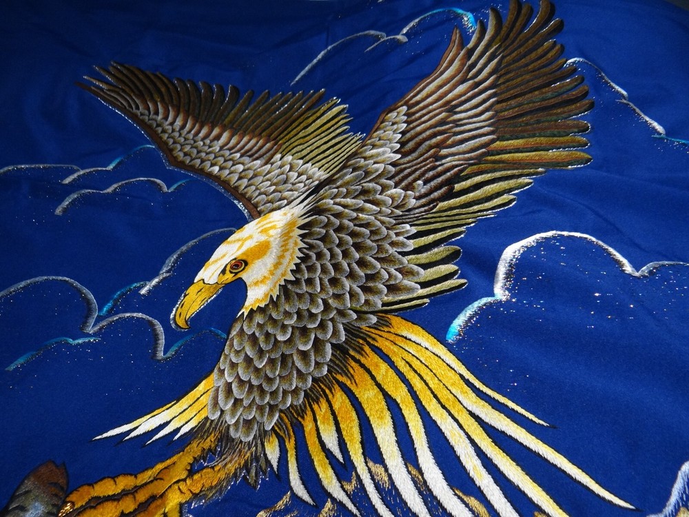 Unique Beautiful hand Embroidered Eagle 40"x 40" Art work