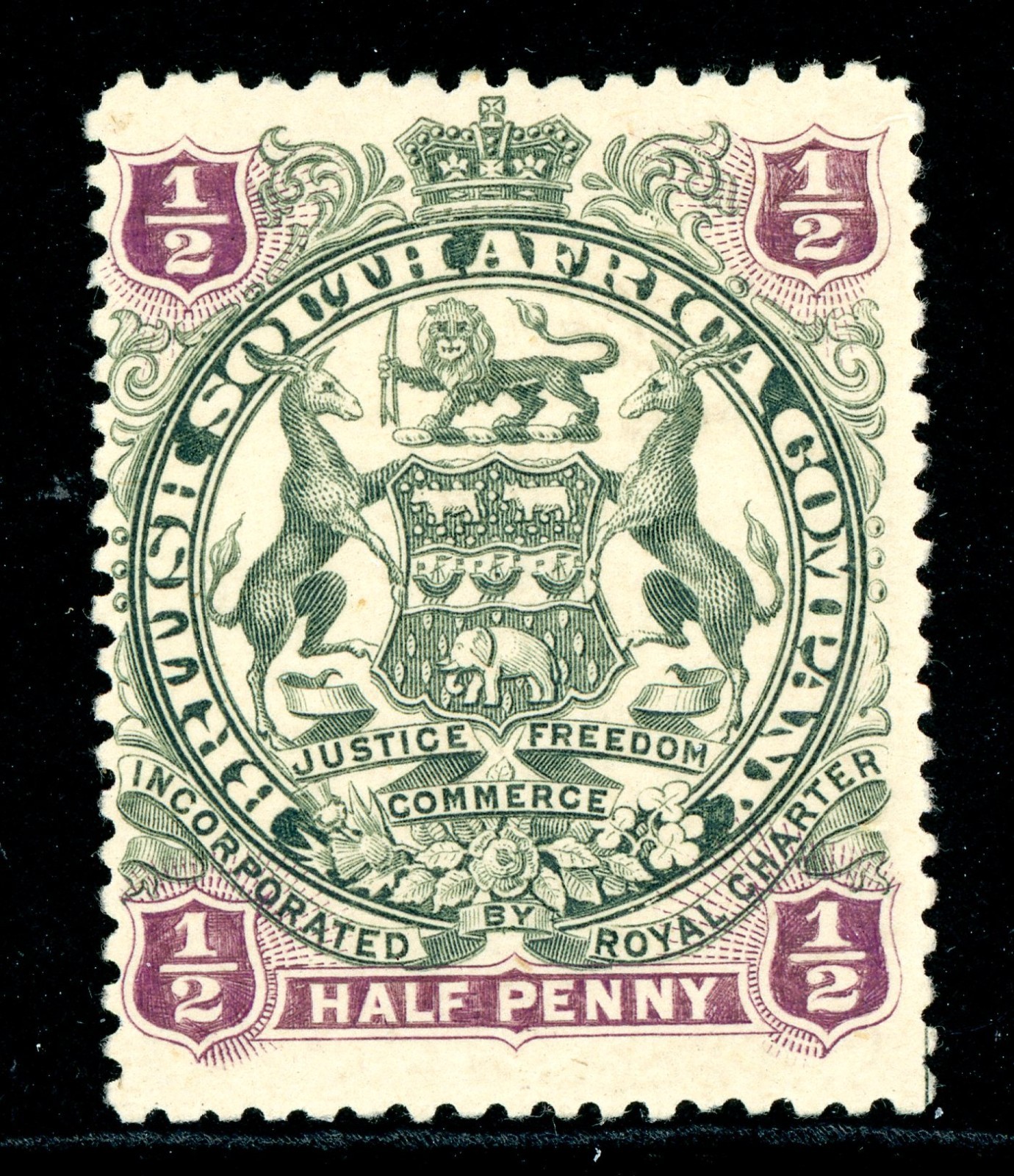 Rhodesia 1897 British QV ½p Grey Blue & Purple SG #66 Mint R470
