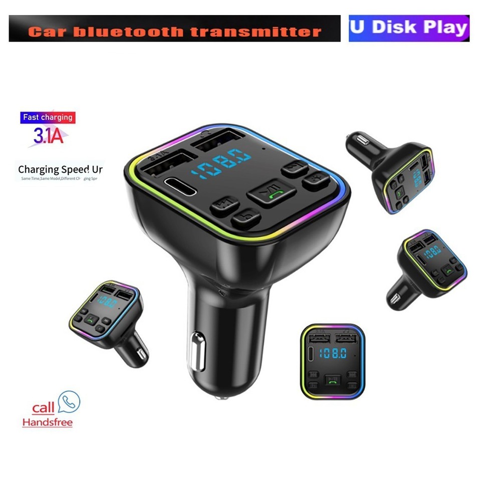Bluetooth Car Wireless FM Transmitter Adapter 2USB PD Charger AUX Hands-Free