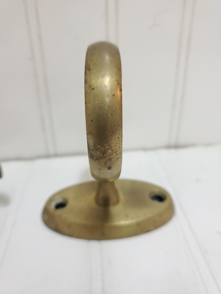 Antique Period Fireplace Jamb Hook Solid Brass Cast Marked J.M. Matched Pair