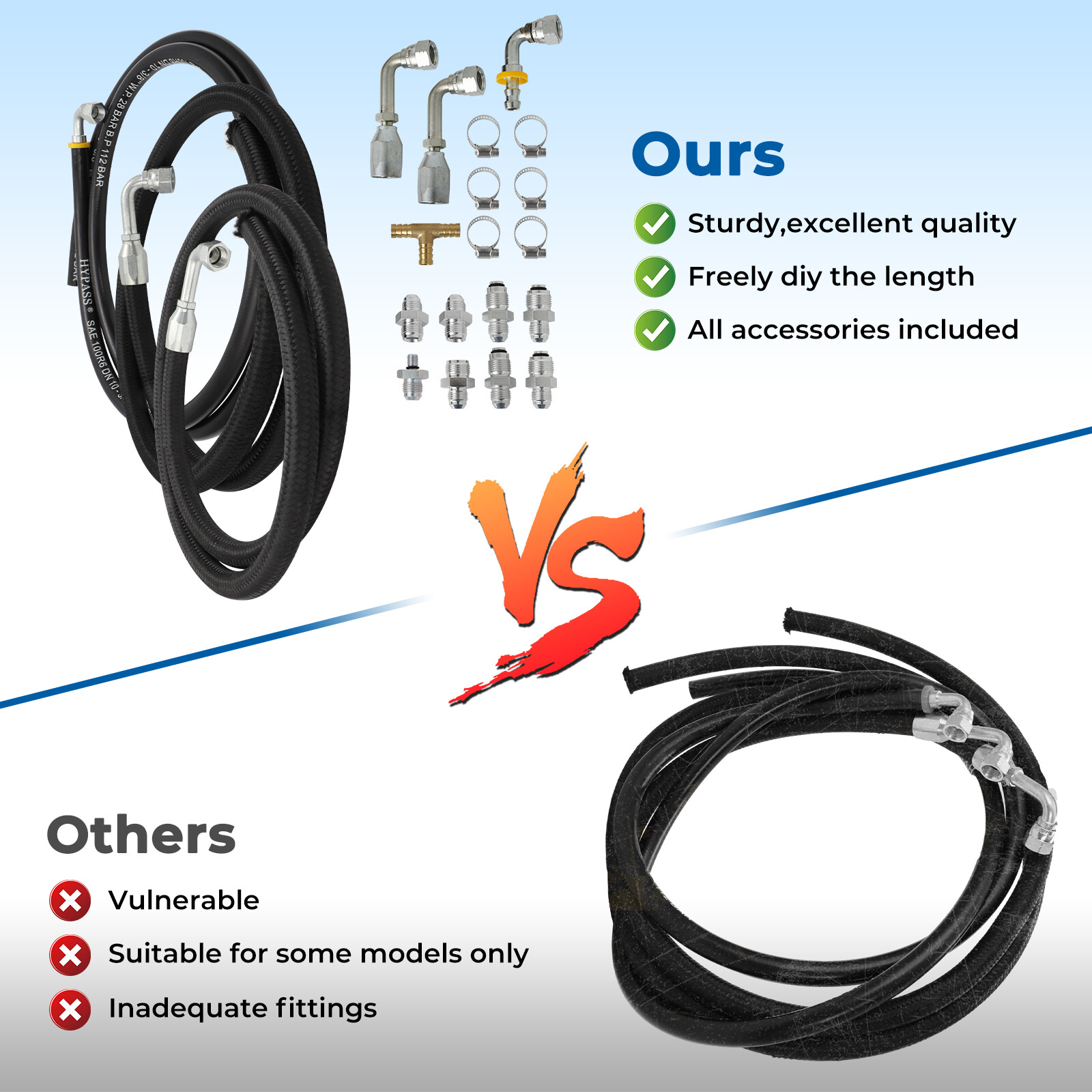 STEERING HOSE HOOKUP KIT FOR GM HYDROBOOST POWER BRAKE BOOSTER W/ FITTINGS SET