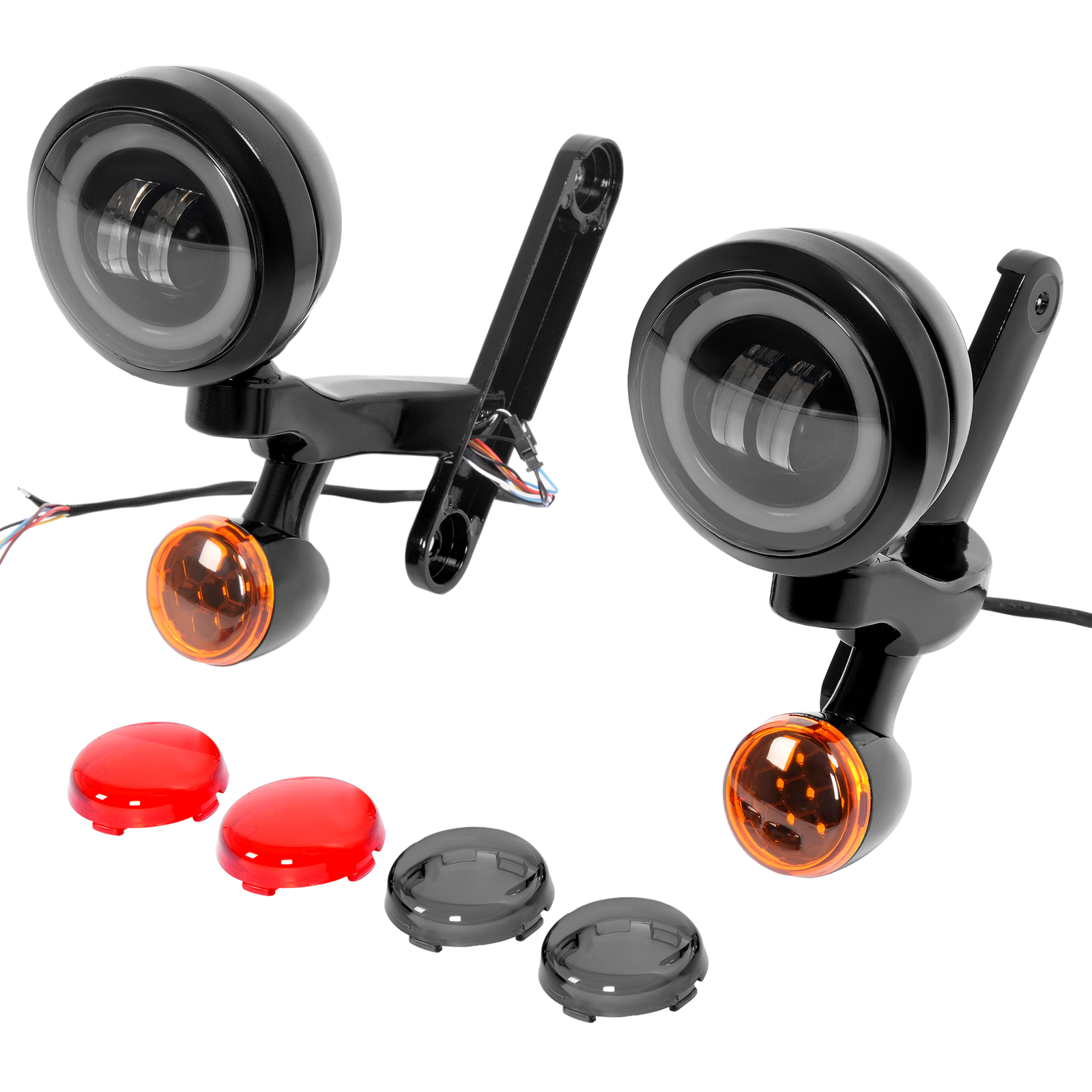 Fog Light Bracket Turn Signal LED For Harley Street Glide Road King 1994-Up