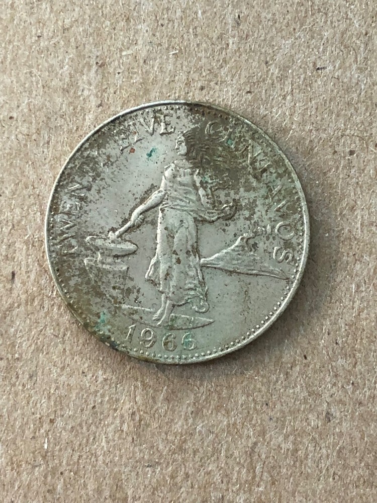 1966 PHILIPPINES COIN 25 Centavos