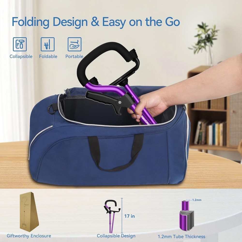 Adjustable Folding Cane for Stability - Ideal for Recovery & Mobility