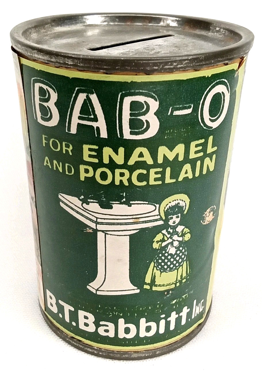 WWII Era 1940s Advertising Coin Bank Bab-O E.T. Babbitt David Harum Radio Drama