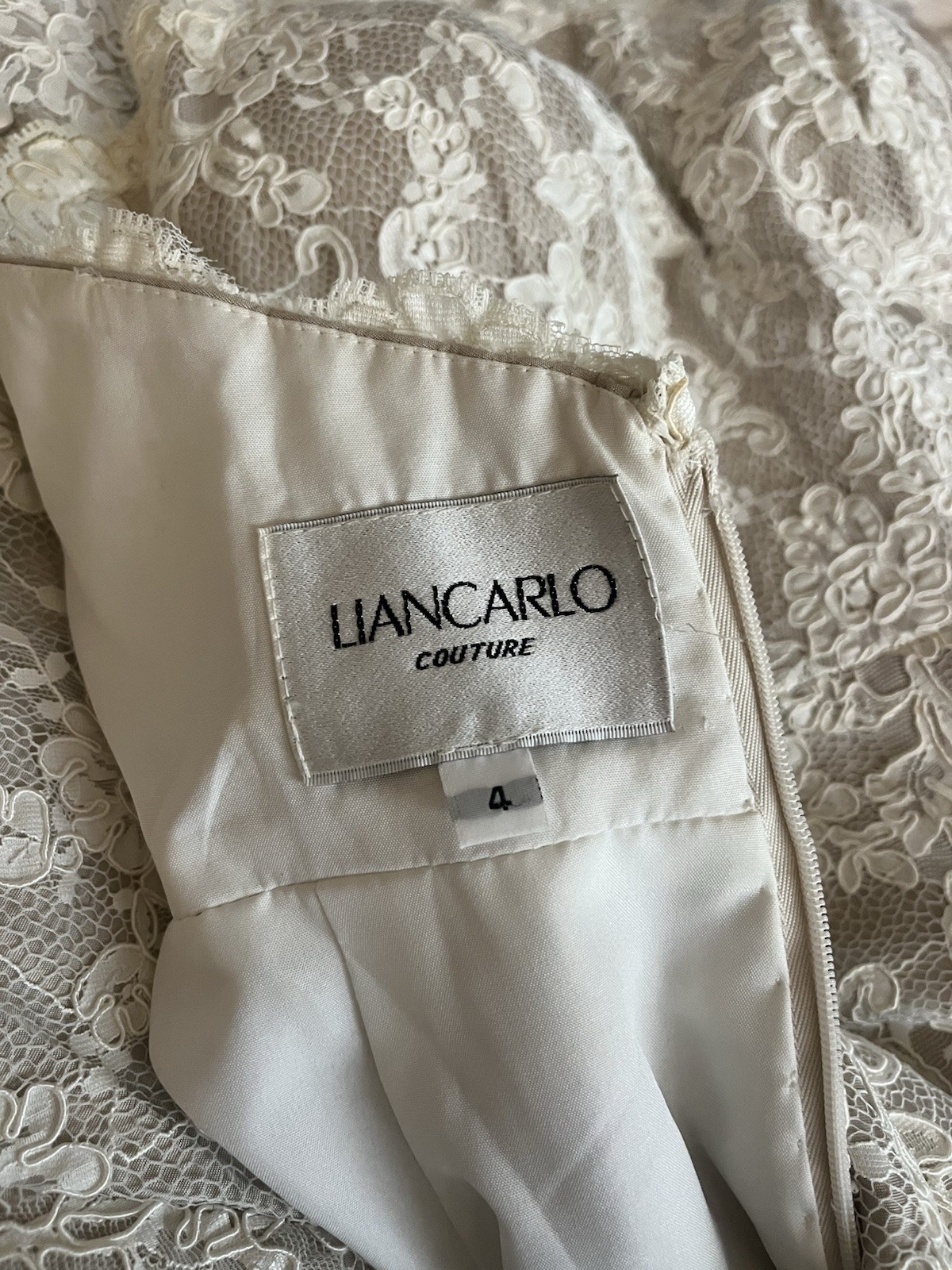 Liancarlo Couture Ivory Lace Strapless Mermaid Wedding Dress Size 4