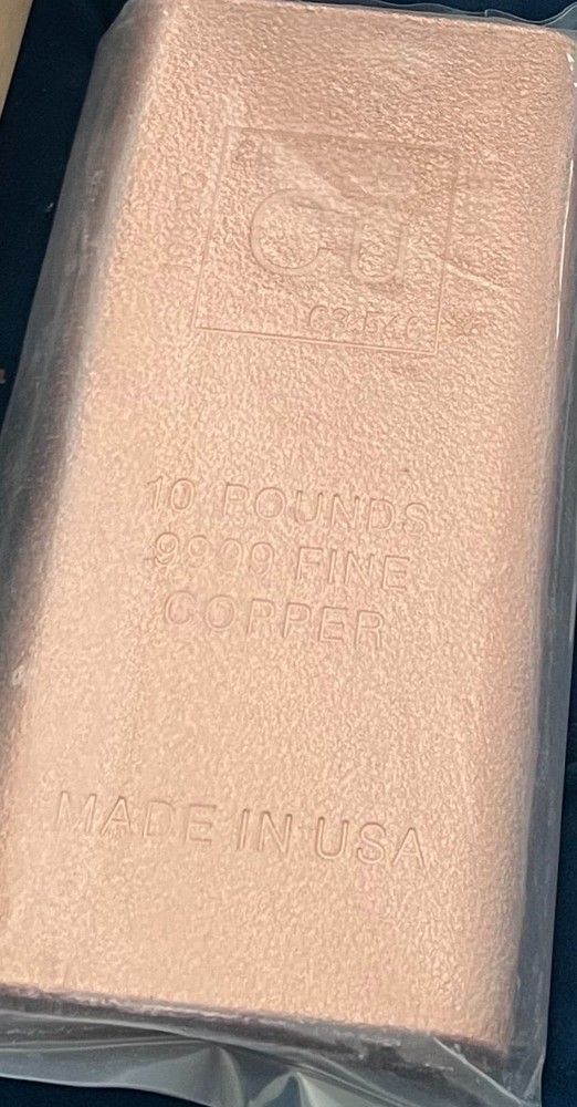 10 Pound Copper Bar .999 Fine