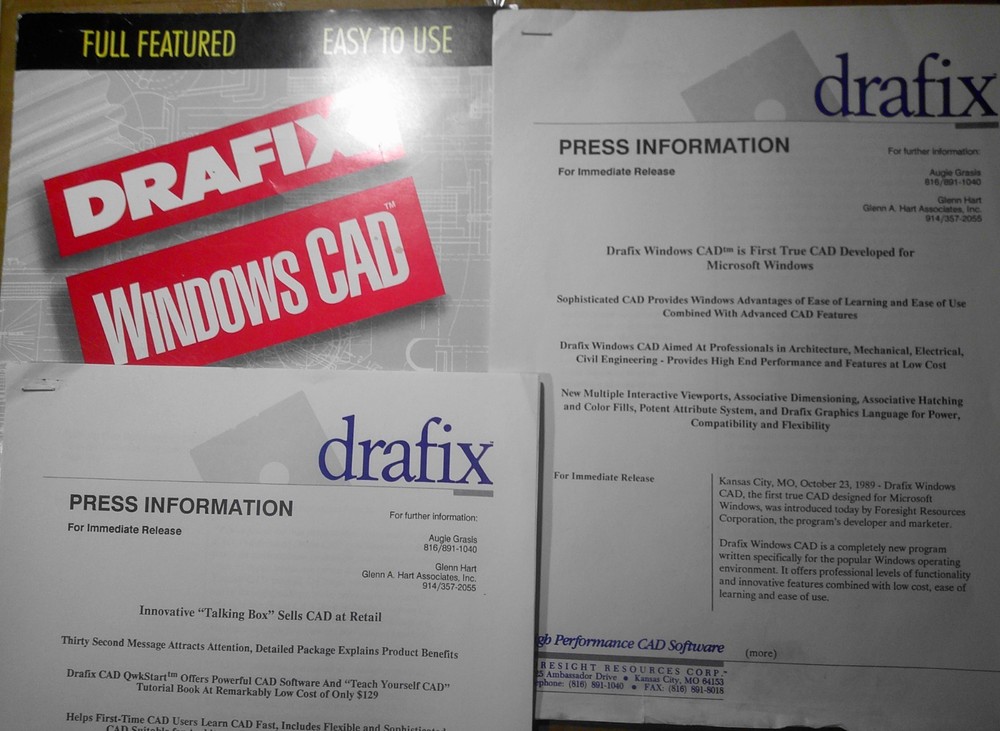 1989 Drafix Windows CAD Press Kit, by Foresight Resources