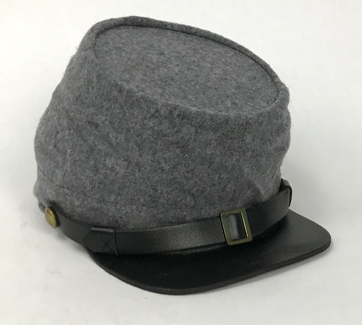 Confederate Civil War Kepi of Grey Wool with Leather Brim - Size Extra Small
