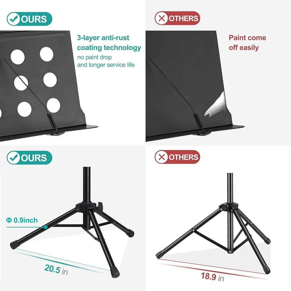 Super Sturdy Portable Sheet Music Stand - Adjustable Height for All Performances