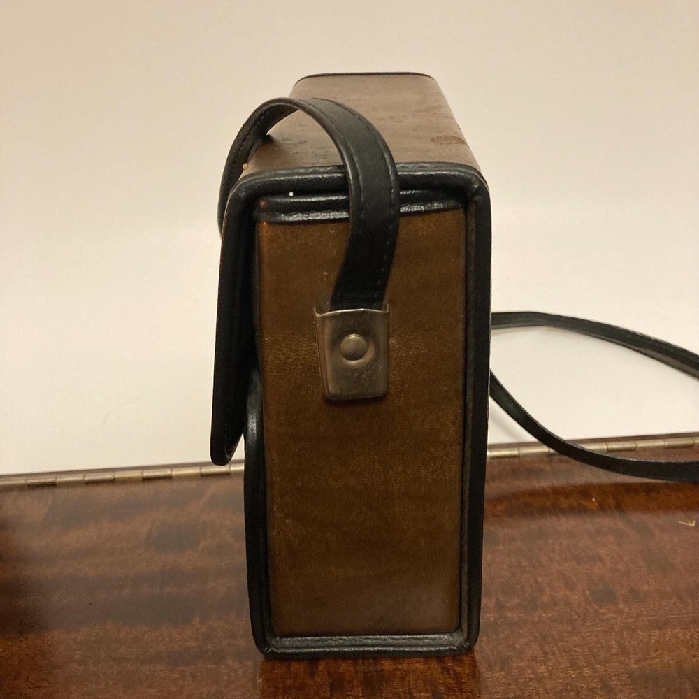 Vintage BUSHNELL Rigid Leather Binoculars Hardcase w/ Push-Button Clasp + Strap