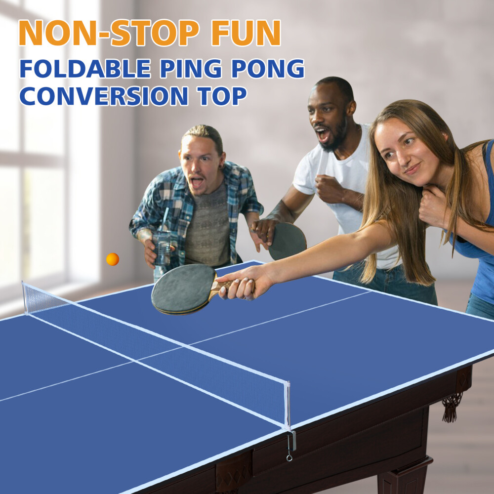 8ft Mid-Size Ping Pong Conversion Top Foldable & Portable Table Tennis Table Top