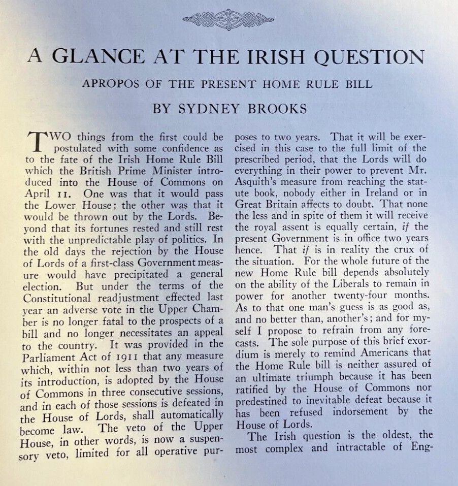 1912 Ireland Home Rule Bill Charles Stewart Parnell William O'Brien John Dillon