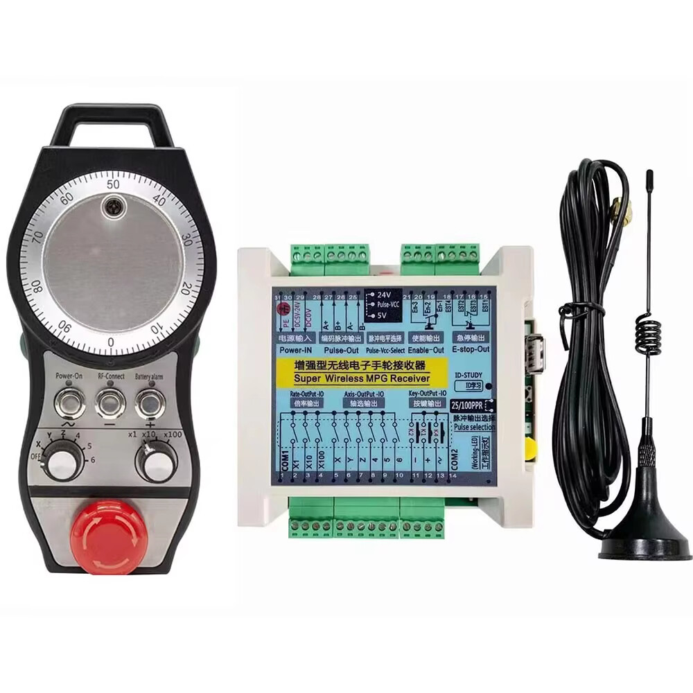 6-Axis for CNC MPG Wireless Handwheel E-Stop Manual Pulse Generator + Receiver