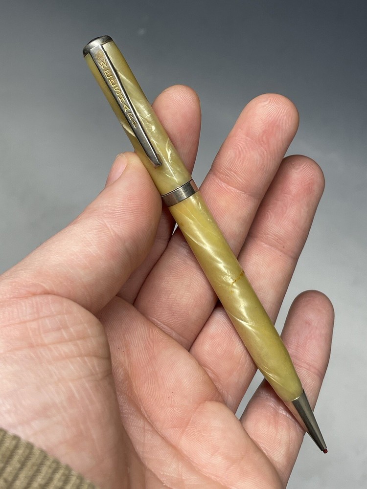Vintage 20th C. Welsharp Marbleized White Mechanical Pencil Red Drafting Tool