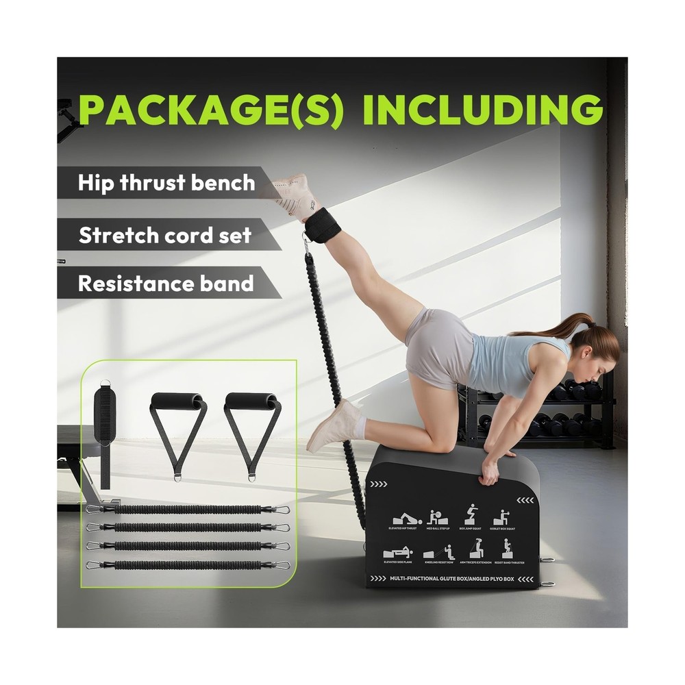 Hip Thrust Bench, Multi-Functional Slip-Free Hip Thrust Machine for Glute Bri...