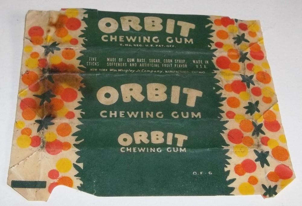 Vintage Circa 1945 Wrigley's ORBIT Chewing Gum Wrapper