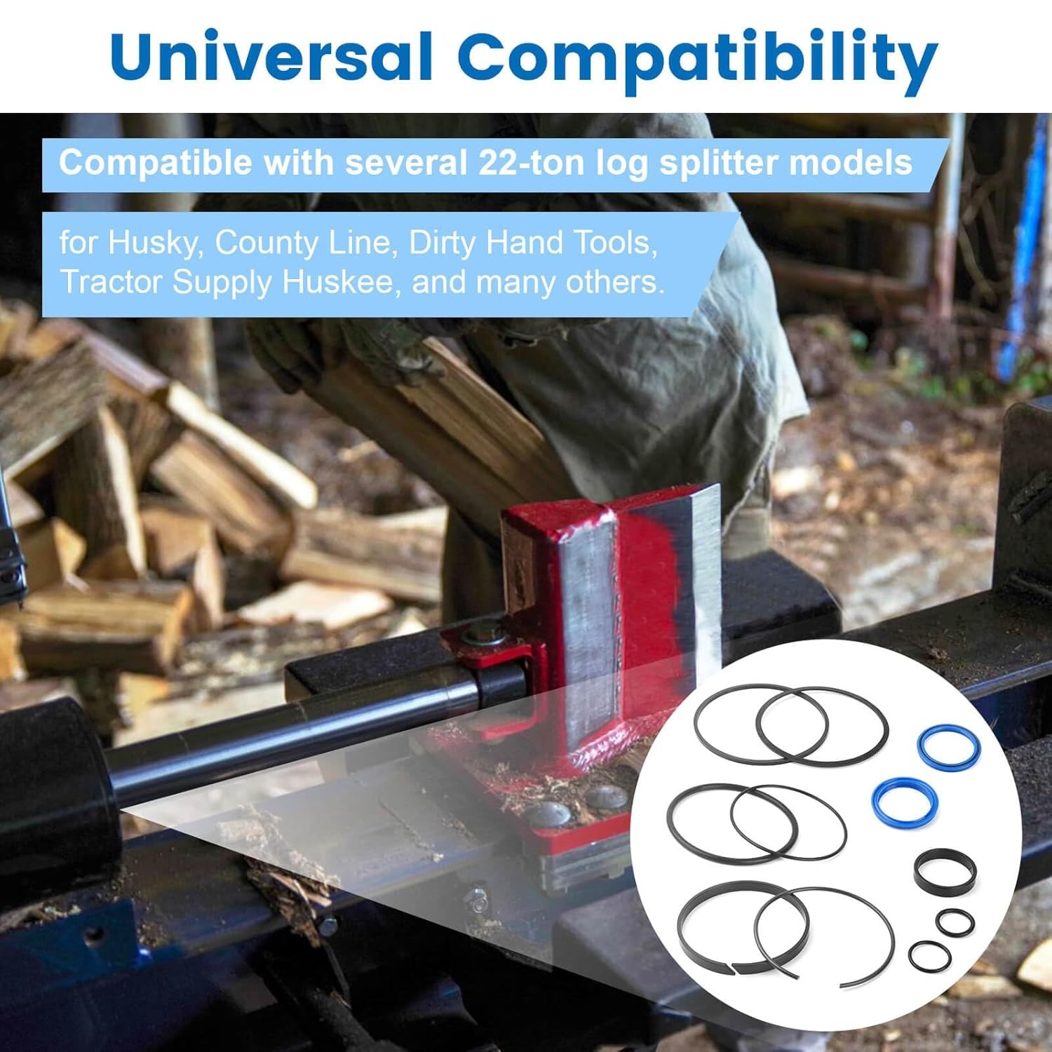 Hydraulic Log Splitter Cylinder Rebuild Seal Kit for 4.0"Bore x1.75"Rod Cylinder