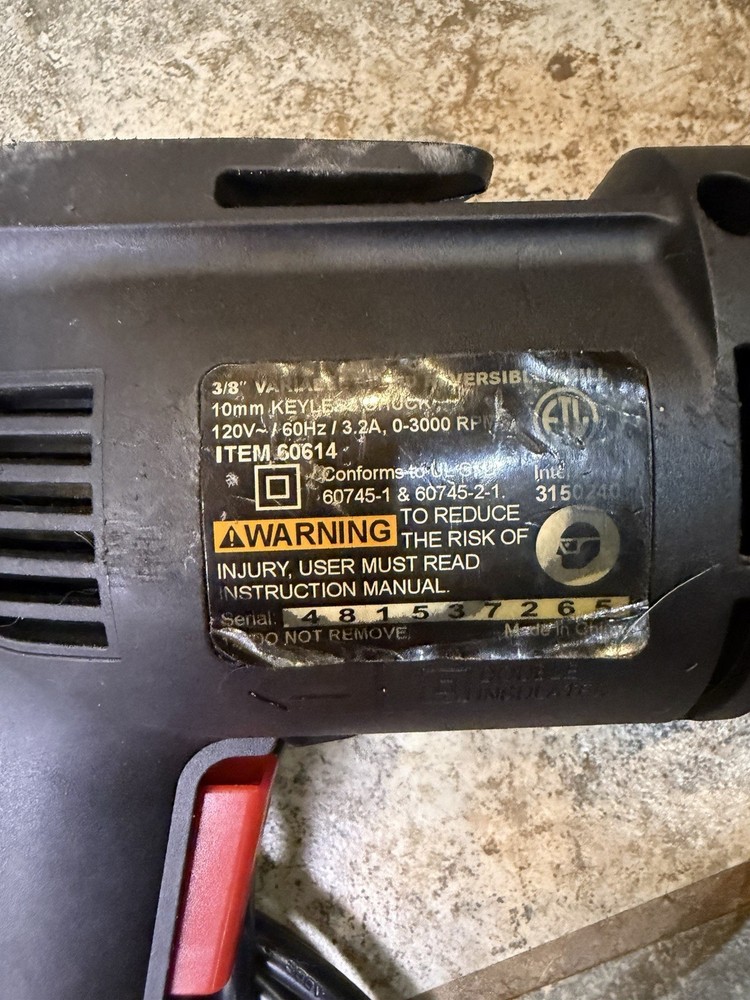DRILL MASTER 3/8" VARIABLE SPEED REVERSIBLE CORDED DRILL 60614