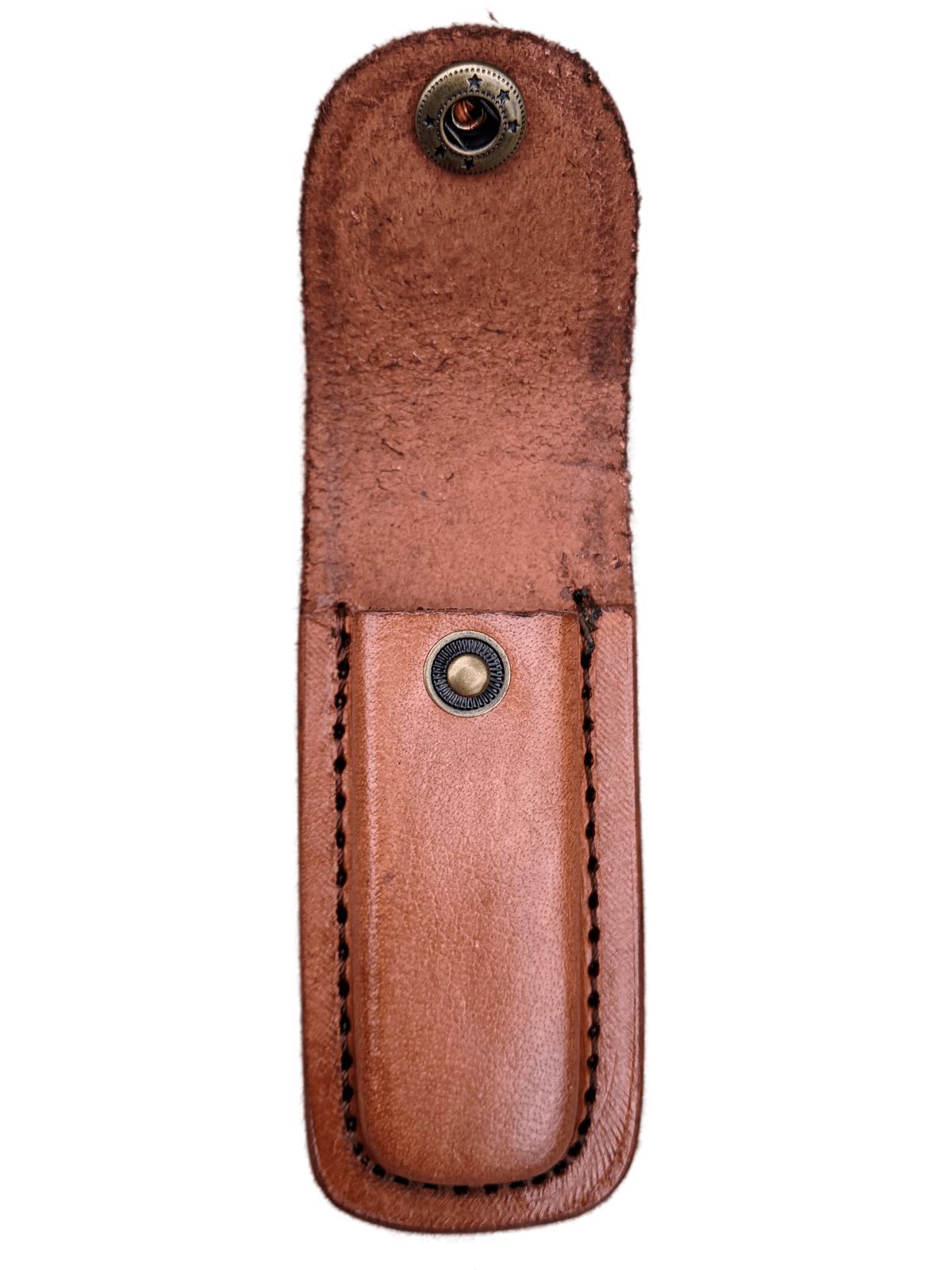 NEW Folding Pocket Knife Sheath 4" Brown Genuine Leather Belt Case
