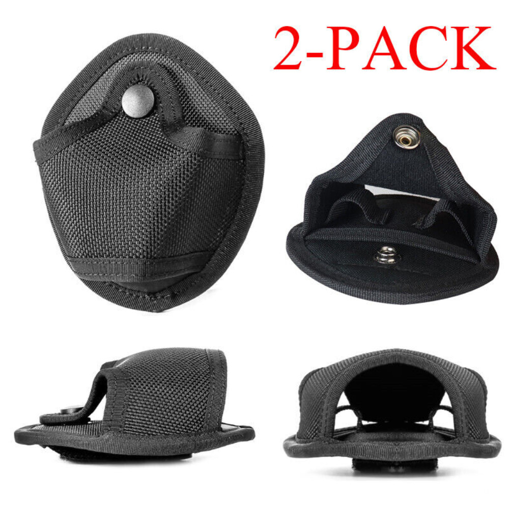 2-Packs Tactical Molle Nylon Open Top Quick Release Handcuff Holder Pouch Case