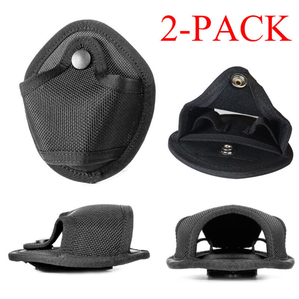 2-Packs Tactical Molle Nylon Open Top Quick Release Handcuff Holder Pouch Case