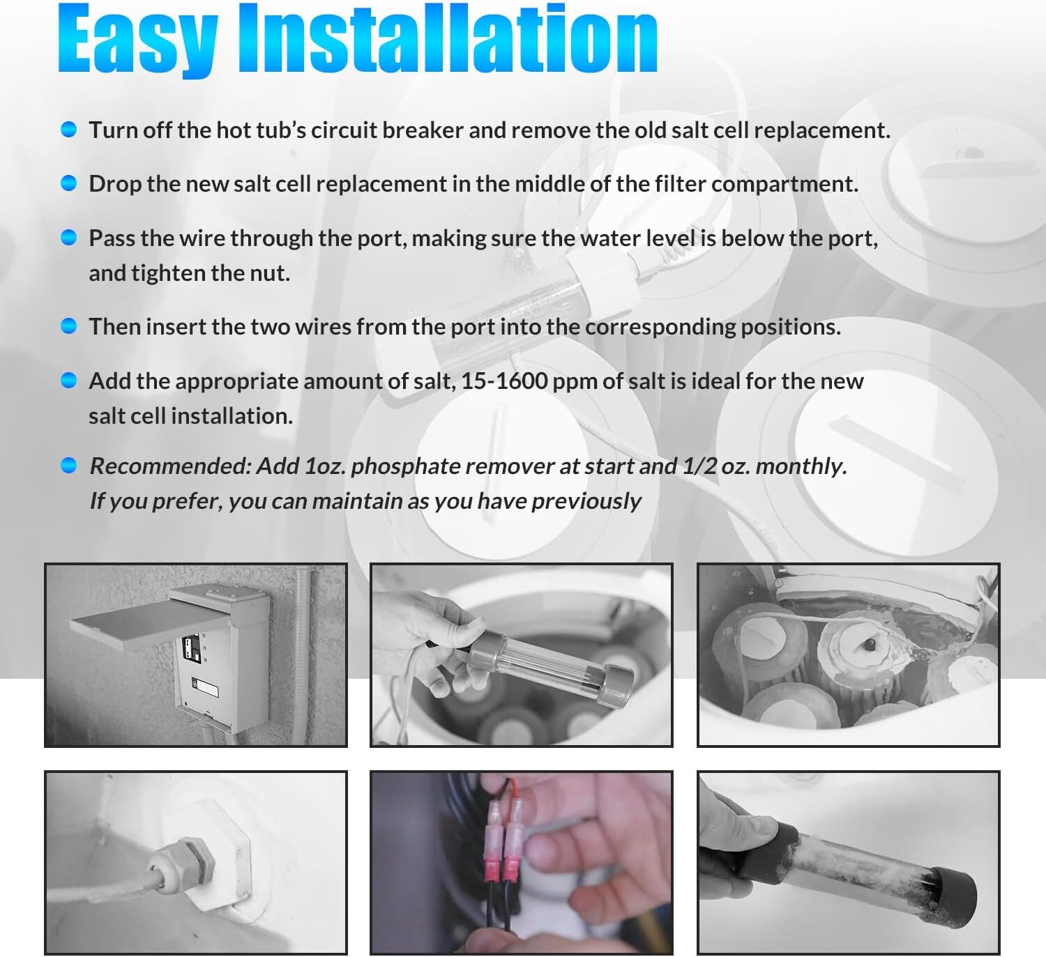 76078 Scepter Salt Cell for Hot Spring ACE Spas 25% Larger Plate Area 1HTWSEP01