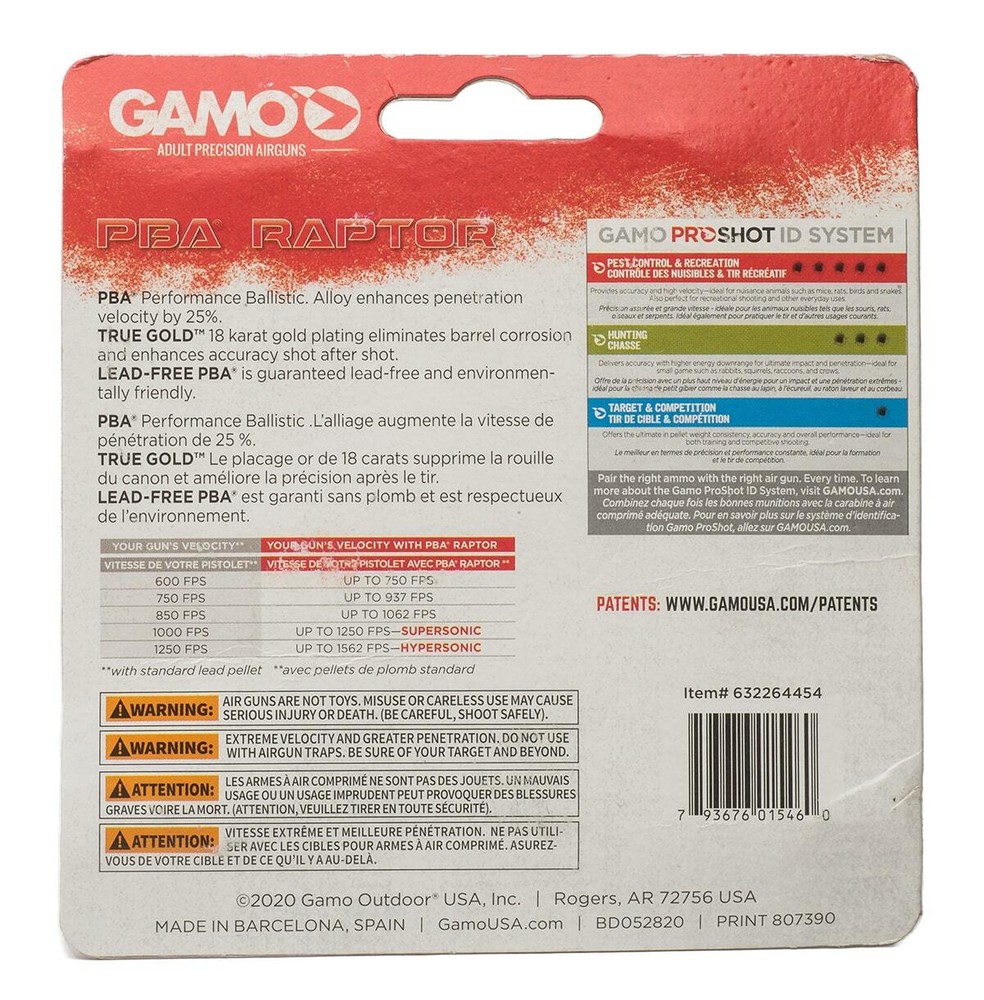 Gamo PBA Raptor Pellets .177 Cal.